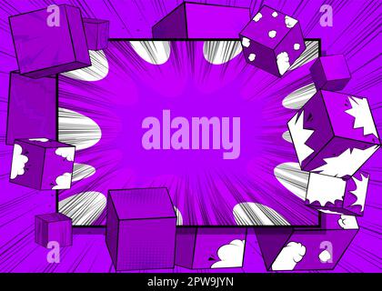 Dark Purple comic book wallpaper with cube shapes. Stock Vector