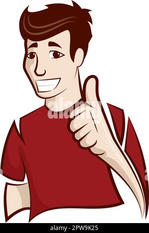 Humbly and Friendly Man with Recommending Gesture Stock Vector