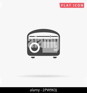 Retro revival radios tuner. Simple flat black symbol with shadow on white background. Vector illustration pictogram Stock Vector