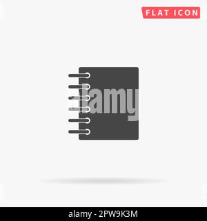 Ring binder calendar notepad. Simple flat black symbol with shadow on white background. Vector illustration pictogram Stock Vector