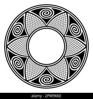 Circle frame, ornament inspired by traditional Hopi pottery motifs Stock Vector