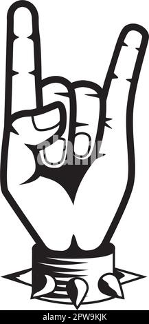 Rock On Hand Gesture Symbol with Silhouette Style Stock Vector