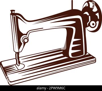 Vintage Sewing Machine Illustration with Silhouette Style Stock Vector