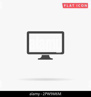 Simple Monitor Icon Simple monitor. Simple flat black symbol with shadow on white ...