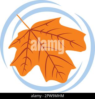 Maple Leaf Fall On The Water creating Ripple Effect Illustration Stock Vector