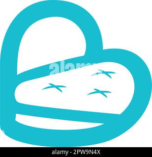 Bed Mattress or Spring Mattress combined with Love and B Letter Illustration Stock Vector