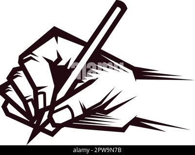 Writing Gesture Illustration with Silhouette Style Stock Vector