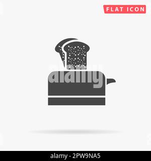 Toaster. Simple flat black symbol with shadow on white background. Vector illustration pictogram Stock Vector
