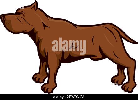 Pitbull Dog with Standing Gesture Illustration Stock Vector