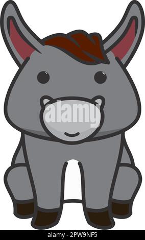 Cute and Sweet Donkey Illustration Stock Vector
