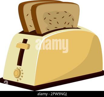 Detailed Toaster with Breads Illustration Stock Vector