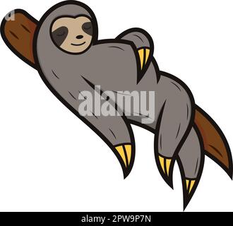 Lazy Sloth with Sleeping Posing Illustration Stock Vector
