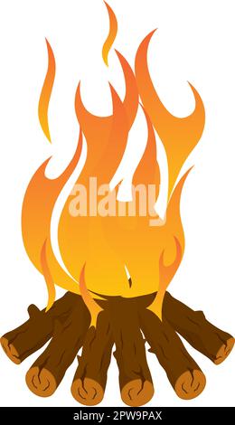 Burning Bonfire Illustration with Detailed Style Stock Vector