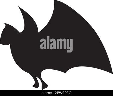 Simple Flying Bat with Silhouette Style Stock Vector