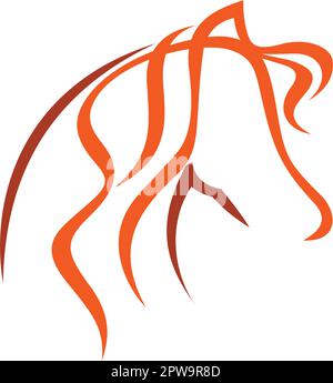 Simple Red Mare Horse with Silhouette Style Stock Vector