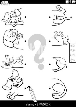 match halves of dogs pictures task coloring page Stock Vector Image ...