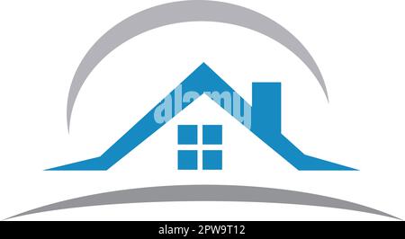 Home, Real Estate combined with Half Circle as Symbolization of Shield or Safety Stock Vector