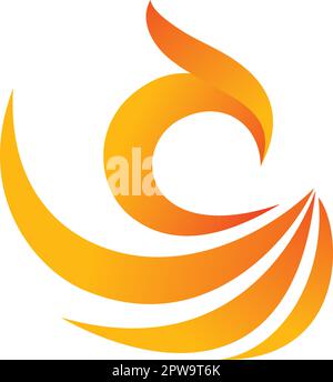Simple and Creative Phoenix Illustration with Flapping Wing Gesture Stock Vector
