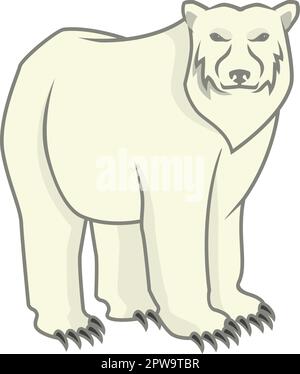 Polar Bear with Standing and Staring Gesture Illustration Stock Vector