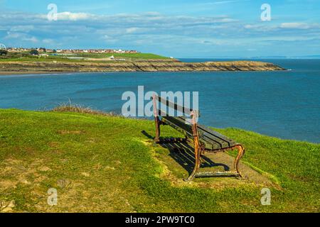 A clear view across the bay to Barry Island in April on the south wales coast near the coastal town of Barry Stock Photo