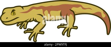 Simple Gecko Calmly Gazing Illustration Stock Vector