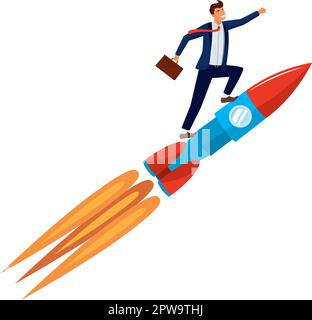 Businessman flying on rocket Stock Vector Image & Art - Alamy