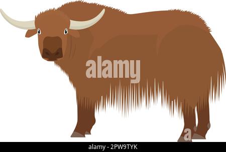 Detailed Yak with Standing Gesture Illustration Stock Vector