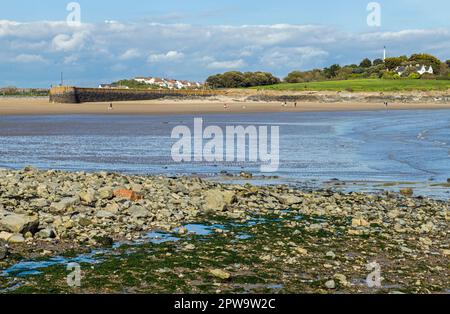 View across to Barry Island from The Knapp on the South Wales Coast on a sunny April day Stock Photo