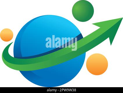 Planets combined with Swoosh Illustration Stock Vector