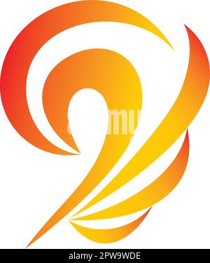 Burning Side View and Rising Phoenix Symbol Stock Vector