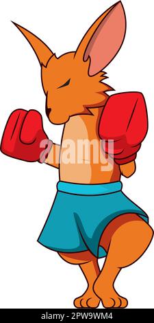 Boxing Kangaroo Character with Ready Stance Illustration Stock Vector
