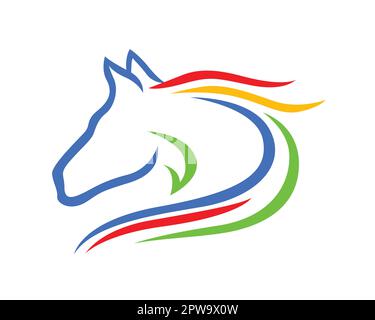 Simple Colorful Horse Head Symbol with Silhouette Style Stock Vector