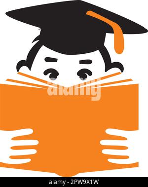 Student or Graduate with Reading Book Gesture Stock Vector