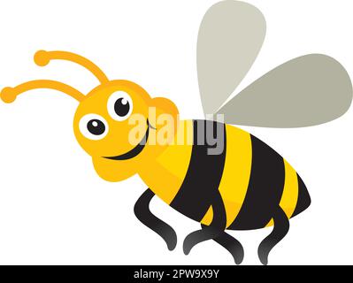 Flying Bee Character with Smile Gesture Illustration Stock Vector