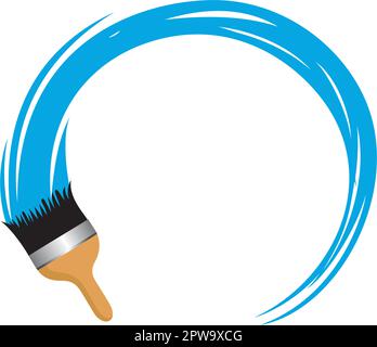 Paint Brush with Brushing the Paint visualization Illustration Stock Vector
