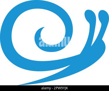 Simple Snail Illustration visualized with Blue Color and Simple Silhouette Style Stock Vector