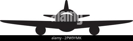 Simple Front View of Flying Plane Illustration Stock Vector