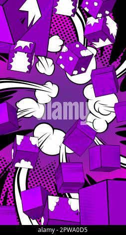 Dark Purple comic book wallpaper with cube shapes. Stock Vector