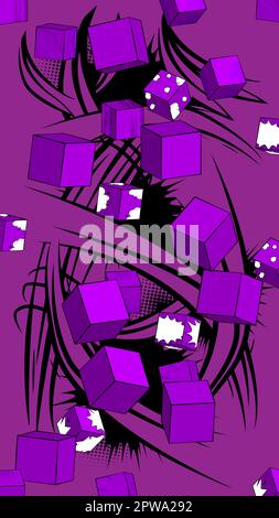 Dark Purple comic book wallpaper with cube shapes. Stock Vector