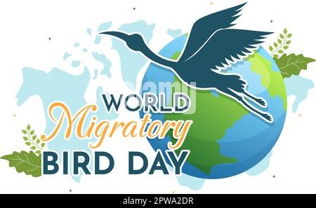World Migratory Bird Day on May 8 Illustration with Birds Migrations Groups in Flat Cartoon Hand Drawn for Landing Page Templates Stock Vector