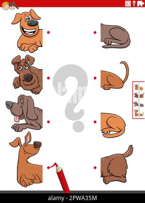 match halves of dogs pictures task coloring page Stock Vector Image ...
