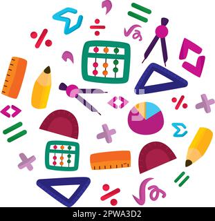 Math Stationery and Math Symbols Illustration Stock Vector