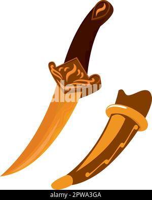 Detailed Old and Antique Dagger Illustration Stock Vector