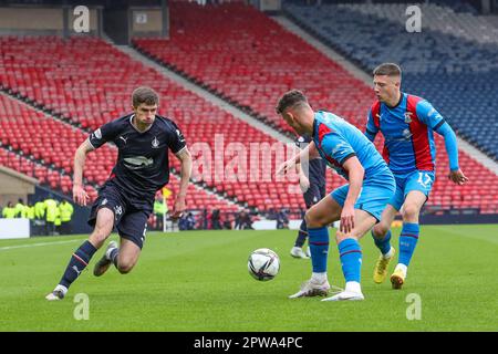 Glasgow, UK. 29th Apr, 2023. The first of the Scottish Cup semi finals was played between Falkirk and Inverness Caledonian Thistle at Hampden Park, Glasgow, Scotland, UK. Inverness won. by 3 goals to 0 with goals from Billy McKay, number 9,  7 minutes (penalty), and 57 minutes. With another from Daniel MacKay, number 17, in 34 minutes. Inverness now go forward to play the winner of the next semi final between Rangers and Celtic. Credit: Findlay/Alamy Live News Stock Photo