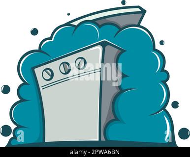 Laundry Symbolization with Washing Machine combined with Bubbles Stock Vector