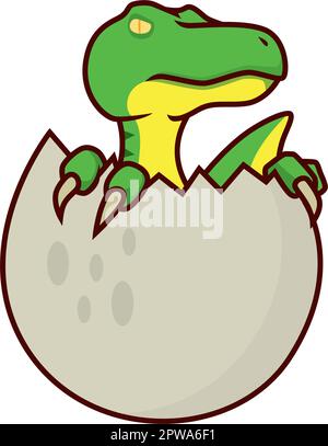Little Dinosaur Monster Hatching from Egg illustration Stock Vector ...