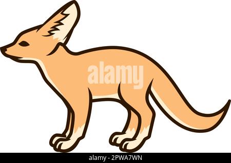 Fennec Fox with Standing Gesture Illustration Stock Vector