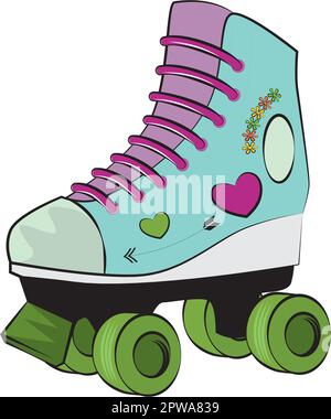 Roller Skate with Cute Icons Illustration Stock Vector