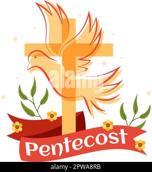 Pentecost Sunday Illustration with Flame and Holy Spirit Dove in ...