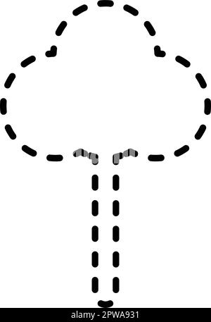 Tracing lines dotted tree outline shape for preschool and kindergarten ...